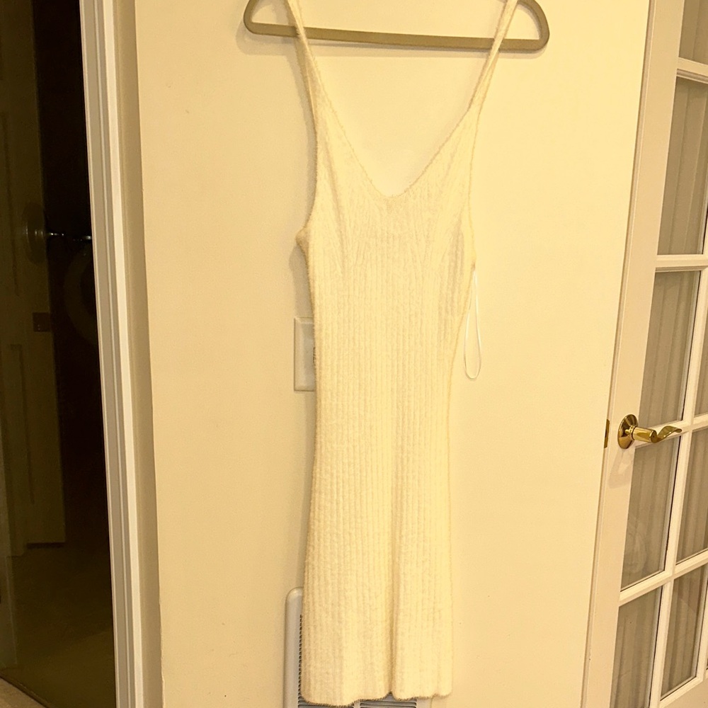 Cream Knit Strap Dress